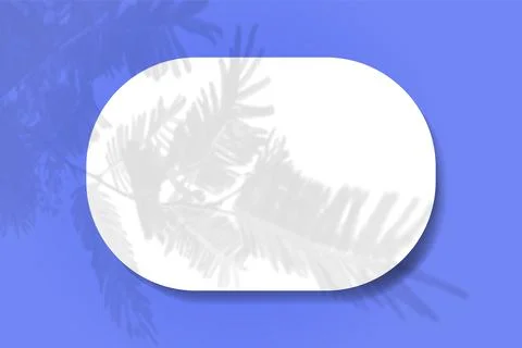 A horizontal oval sheet of white paper on the blue wall background. Mockup Stock Illustration