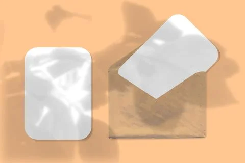 A horizontal oval sheet of white paper on the orange wall background. Mockup Illustrazione stock