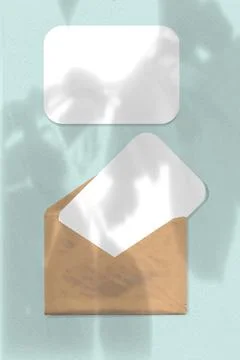 A horizontal oval sheet of white paper on the blue wall background. Mockup Stock Illustration