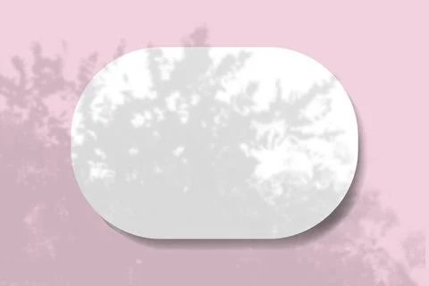 A horizontal oval sheet of white textured paper on the pink wall background Stock Illustration