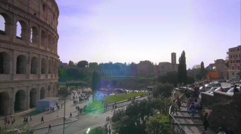 Horizontal pan of a spring day out of Colossem in Italy Stock-Footage 61952942