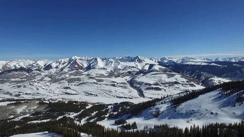 Horizontal Pan on Winter Ski Resort Mountain Landscape, Colorado Stock Footage 101623358