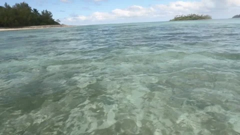 Horizontal pane view of beautiful scene of Koromiri and Taakoka  islets look out Stock Footage 245442175