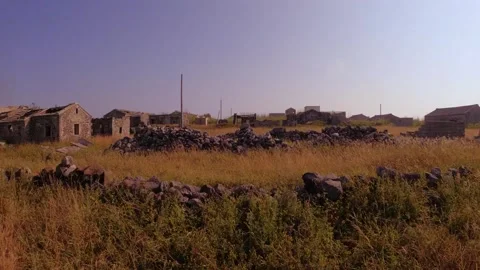 Horizontal pane view look out to exterior abandoned antique Xiyuping Zhuangtou h Stock Footage 242327240