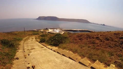 Horizontal pane view look out to Doungyupingyu island from hill side of Xiyuping Stock Footage 242330092