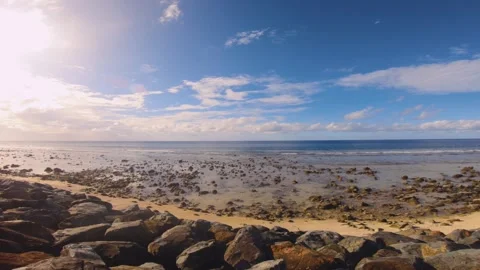 Horizontal pane view look out to north Rarotonga pacific island ocean coastline  Stock Footage 258443115