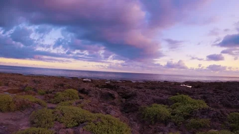 Horizontal pane view look out to the ocean skyline horizon during sunset from br Stock Footage 312346485