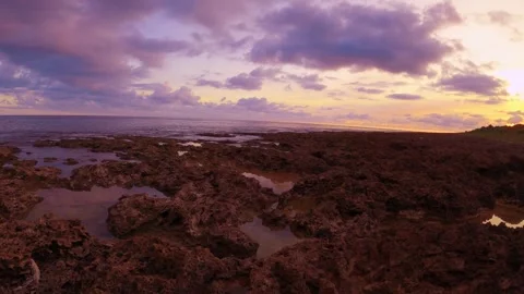 Horizontal pane view look out to the ocean skyline horizon during sunset from br Stock Footage 312346821