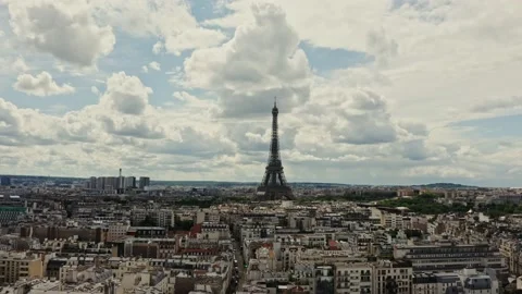 Horizontal panning from a drone, a general view of the historic center of Paris Stock Footage 205538123