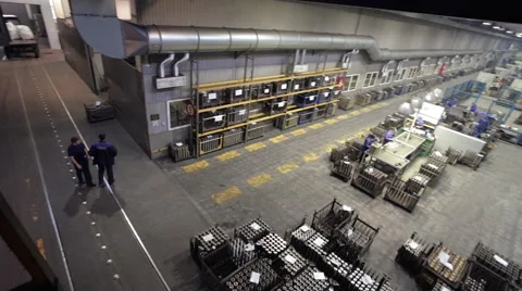 Horizontal panorama of assembly plant Stock Footage 62085091