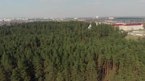 A horizontal panorama from a drone overlooking the maternity hospital Stock Footage 153758810