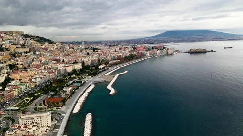 Horizontal panorama of the Gulf of Naples and the city. Historic city in Italy Stock Footage 227906347