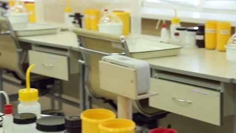 Horizontal panorama of a modern microscope. Stock Footage 127321373