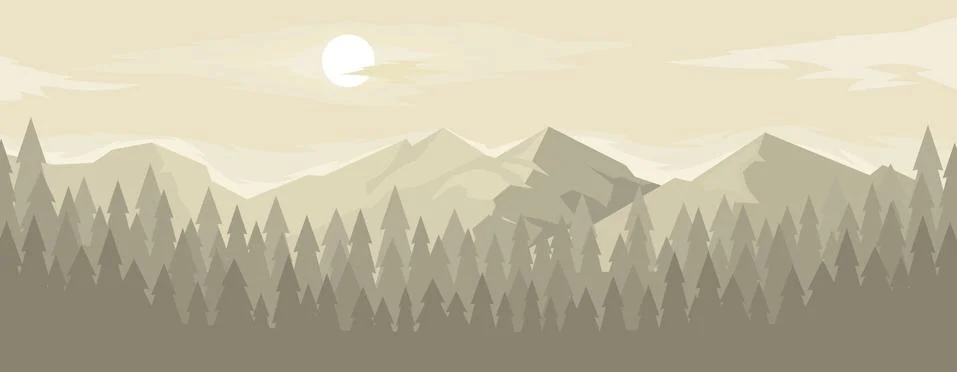 Horizontal panorama of the mountain range Stock Illustration