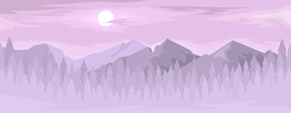 Horizontal panorama of the mountain range Stock Illustration