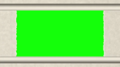 Horizontal Paper Scroll Frame with Rough Edges on Green Screen Видео 348633191