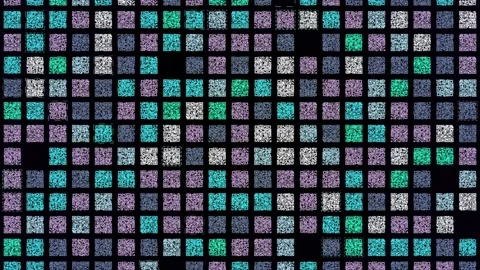 Horizontal parallel rows of small qr codes with moving into the same direction Stock Footage 156759993