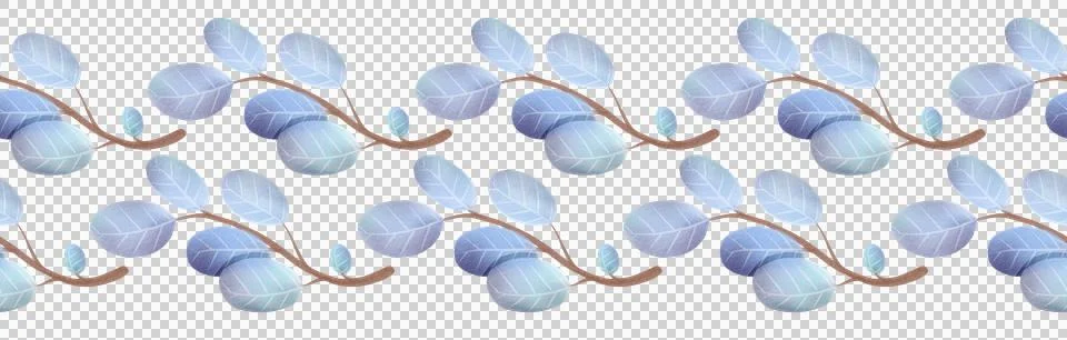 Horizontal pattern with a branch of winter leaves. Watercolor illustration. Stock Illustration