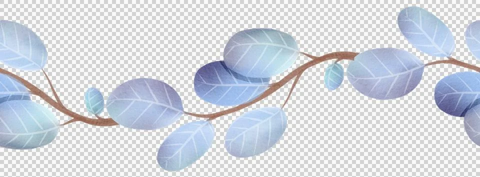 Horizontal pattern with a branch of winter leaves. Plants in a watercolor style. Illustrazione stock