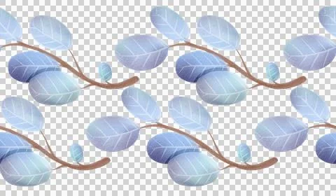Horizontal pattern with a branch of winter leaves in a watercolor style. Stock Illustration