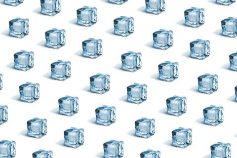 Horizontal pattern from ice cubes on a white background. 写真素材