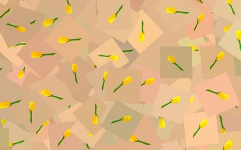 Horizontal pattern with yellow tulips on a light background. Floral backgroun Stock Photos