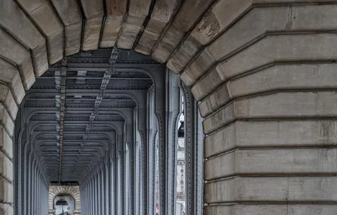 Horizontal perspective view of the famous Pont de Bir Hakeim bridge in Paris. Stock Photos