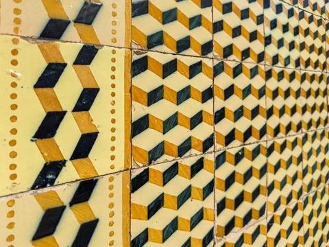 Horizontal perspective view of geometric illusion tiles Stock Photos