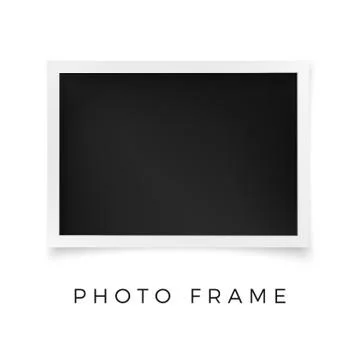 Horizontal Photo Frame. White Image Blank with Shadow Isolated on White Backg Stock Illustration
