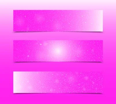 Horizontal Pink Rectangle Banners. Snow, Winter. Stock Illustration