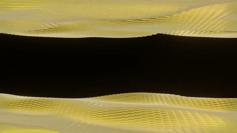 Horizontal planes of gold cubes moving in waves in seamless loop Stock Footage 156022751