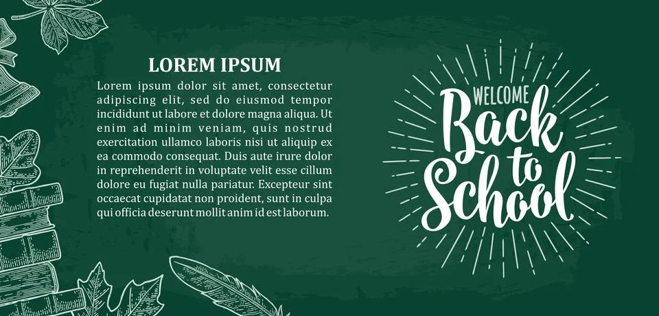 Horizontal poster and seamless pattern with leaf, book, bell イラスト素材