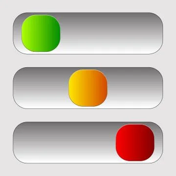 Horizontal power button sliders in 3 states without icons. Stock Illustration