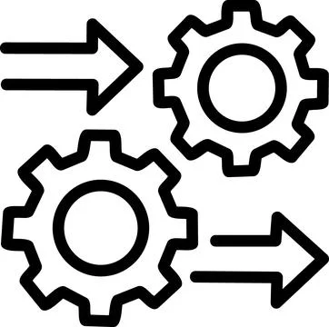 Horizontal process interaction with mechanical gears icon Illustrazione stock