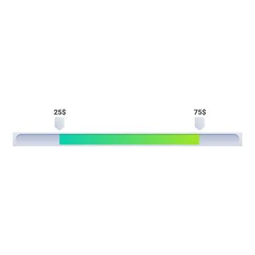 Horizontal progress bar showing money donation goal being achieved Stock Illustration