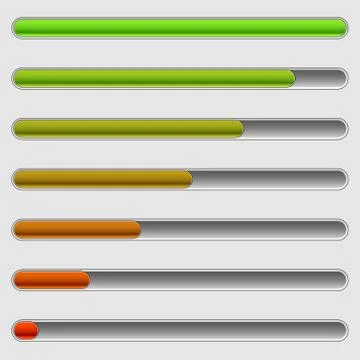 Horizontal progress bars. Completion, loading, phases concepts. Ilustración de archivo