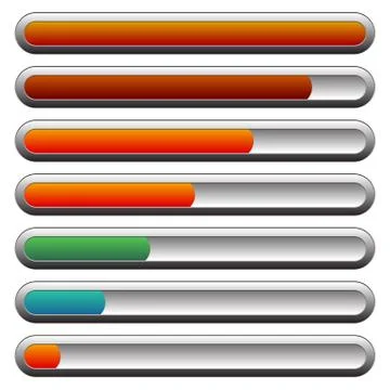 Horizontal progress indicators, loading bars. Seven steps, phases. イラスト素材