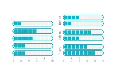 Horizontal progress infographic chart design template set Stock Illustration
