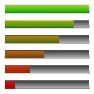 Horizontal progress, loading bars to illustrate progression, steps, phases, c イラスト素材