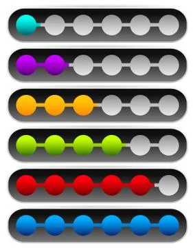 Horizontal Progress, Loading Bars. Meters, Level Indicators. Illustrazione stock