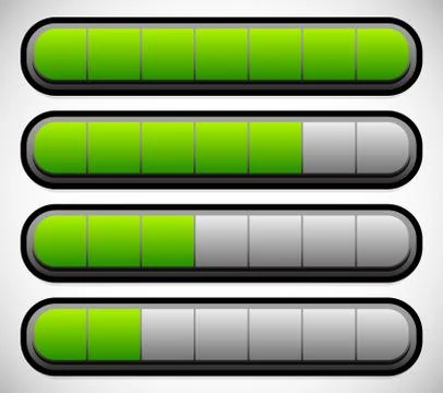 Horizontal Progress, Loading Bars. Meters, Level Indicators. Stock Illustration