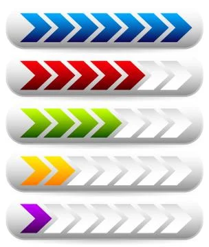 Horizontal Progress, Loading Bars. Meters, Level Indicators. Stock Illustration
