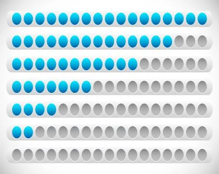 Horizontal Progress, Loading Bars. Meters, Level Indicators. Stock Illustration