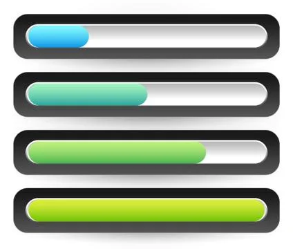 Horizontal Progress, Loading Bars. Meters, Level Indicators. 스톡 일러스트