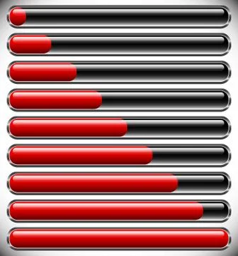 Horizontal progress, loading bars. Steps, phases, progression. イラスト素材