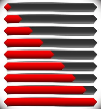 Horizontal progress, loading bars. Steps, phases, progression. Stock Illustration
