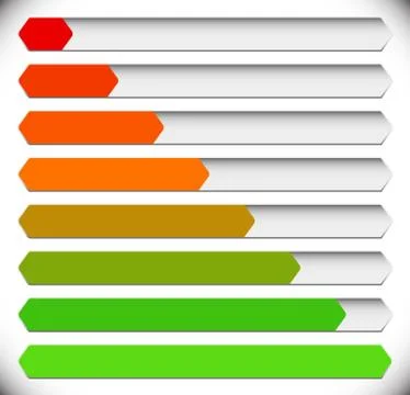 Horizontal progress, loading bars. Steps, phases, progression. イラスト素材