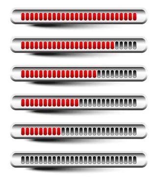 Horizontal progress or loading bars with red units. Stock Illustration