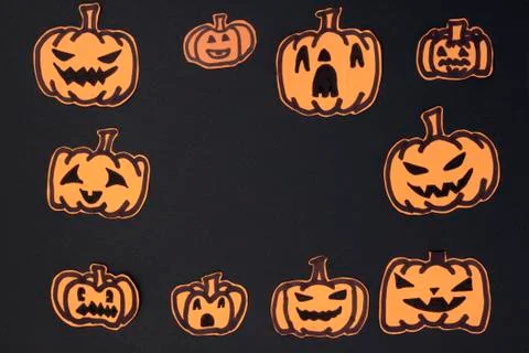 Horizontal pumpkin frame Stock Photos