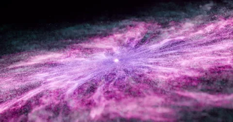 Horizontal purple particle burst forms a cosmic wave, seamless loop Stock Footage 342054131